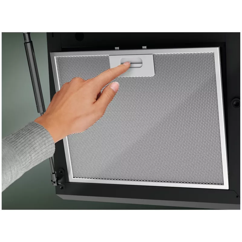 Sieninis gartraukis Electrolux LFV626K juodas, 598×396 mm, recirkuliacinis 615 m³/h, 62 dB, anglies filtras