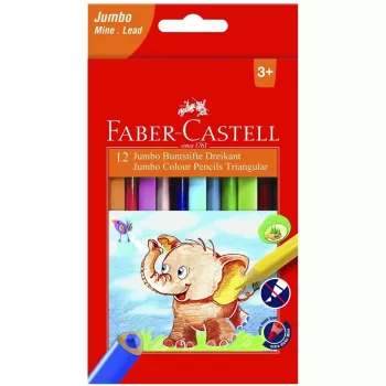 FABER-CASTELL spalvoti pieštukai trikampiai Jumbo 5,4 mm 12 vnt. kartoninė dėžutė