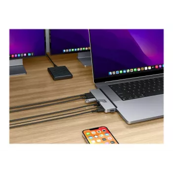 HyperDrive DUO PRO 7-in-2 USB-C centras, skirtas MacBook Air/Pro 2016-2020, HDMI, Ethernet LAN (RJ-45)