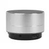 Manhattan Metallic Bluetooth garsiakalbis, atsparus vandens purslams, diapazonas 10 m, microSD kortelių skaitytuvas, Aux 3,5 mm jungtis, USB-A įkrovimo laidas (5 V įkrovimas), sidabrinis, trejų metų garantija