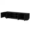 TV spintelė cama meble LIVERTI 2000x420x480 mm, juoda medžio drožlių plokštės viršus, juodas rėmas