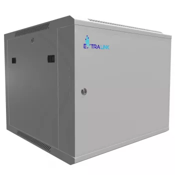 Extralink sieninis spintos stovas 9U 600x600 ASP pilkas, metalinės durys