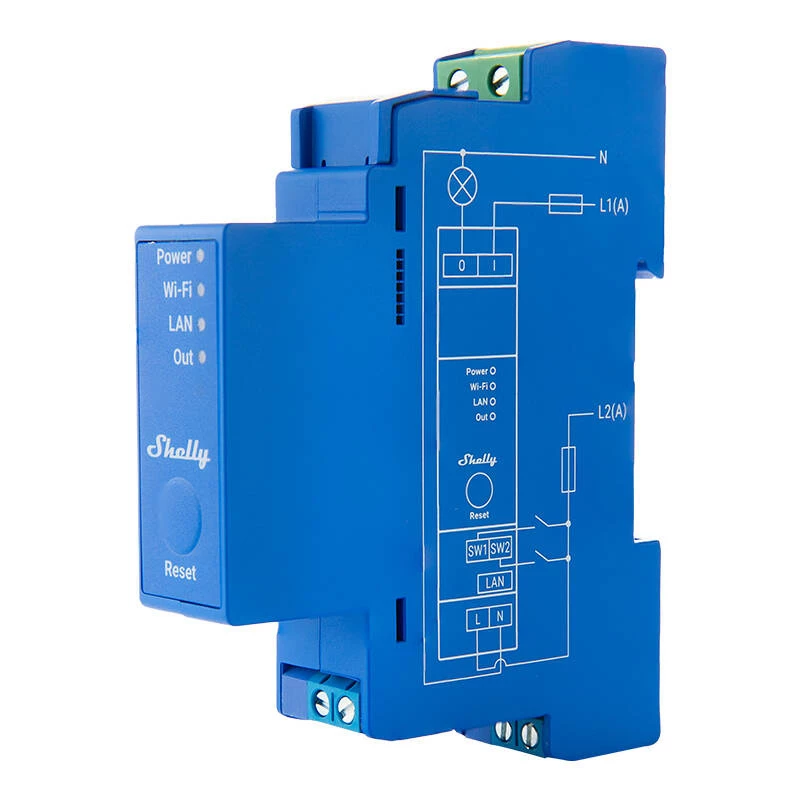 Kietojo kūno relė Shelly Pro 1 Blue 16A 110-240V Wi-Fi
