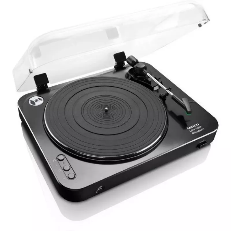 Pavarų diržu varomas vinilo grotuvas Lenco LBT-120BK juodas pusiau automatinis