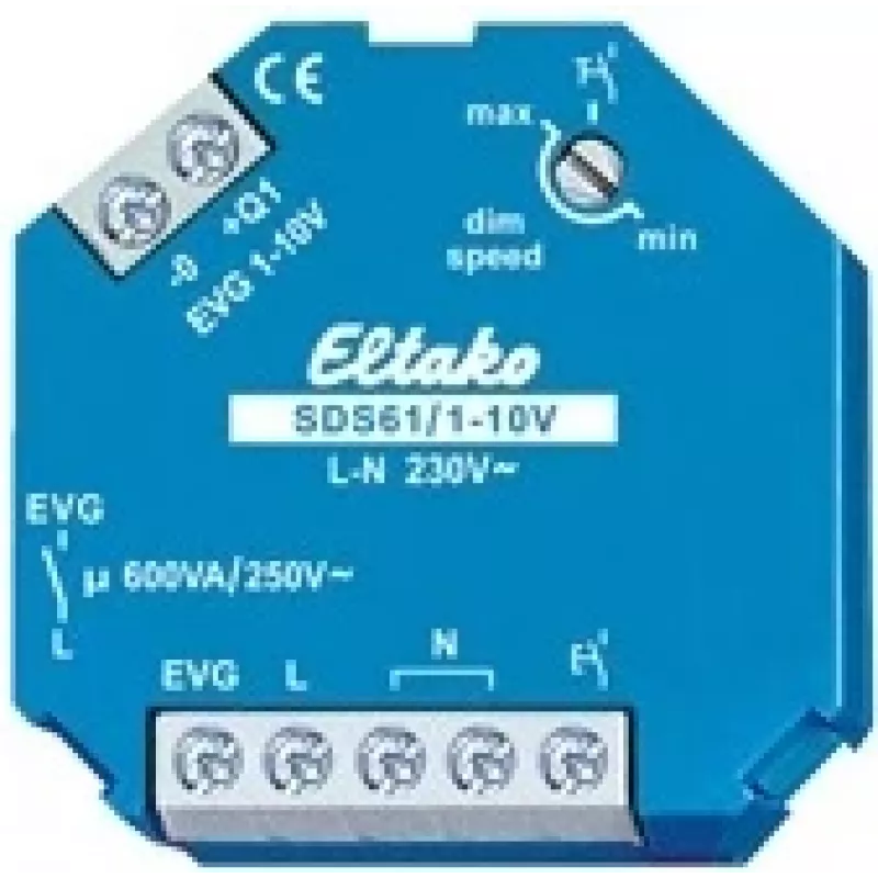 Dimmerinis pavaras Eltako SDS61/1-10V įmontuojamas 600 W