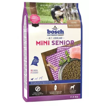 Sausas šunų maistas Bosch MINI SENIOR 2,5 kg – smulkių veislių senjorams, vištiena, 19% baltymų, 7% riebalų