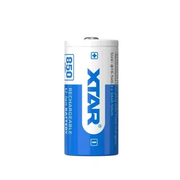 Įkraunama ličio jonų baterija XTAR 16340 3,7 V 850 mAh — 34 mm × 16,5 mm, 1 vnt.