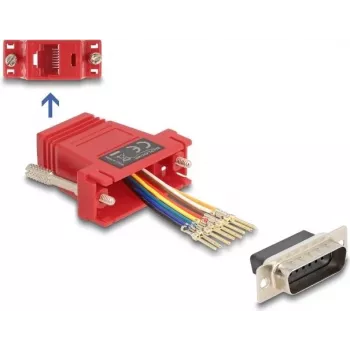 DeLOCK D-Sub 15 pin moteriškas į RJ45 moteriškas surinkimo rinkinys raudonas VGA RJ-45