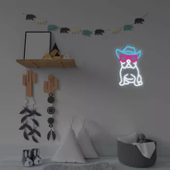 Neon šviesos ženklas MANTA SNL114MT Buldogas su akiniais