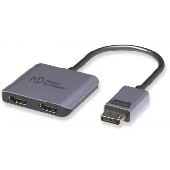 DisplayPort skirstytuvas MicroConnect MC-DP-2XDP – DisplayPort į 2x DisplayPort signalo kopijavimo įrenginys
