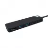 USB-C stotelė HYPER HD4101BKGL — 5 prievadų (USB-C, USB 3.2 Gen1 Type-A, HDMI 4K), 5000 Mbit/s, juoda