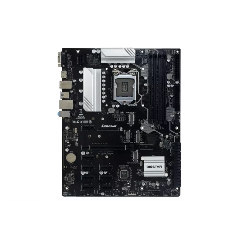 Motininė plokštė BIOSTAR TZ590-BTC DUO — Intel Z590 LGA 1200 ATX, 4×DDR4 lizdai, 4×M.2, 10×SATA III, 7.1 garsas