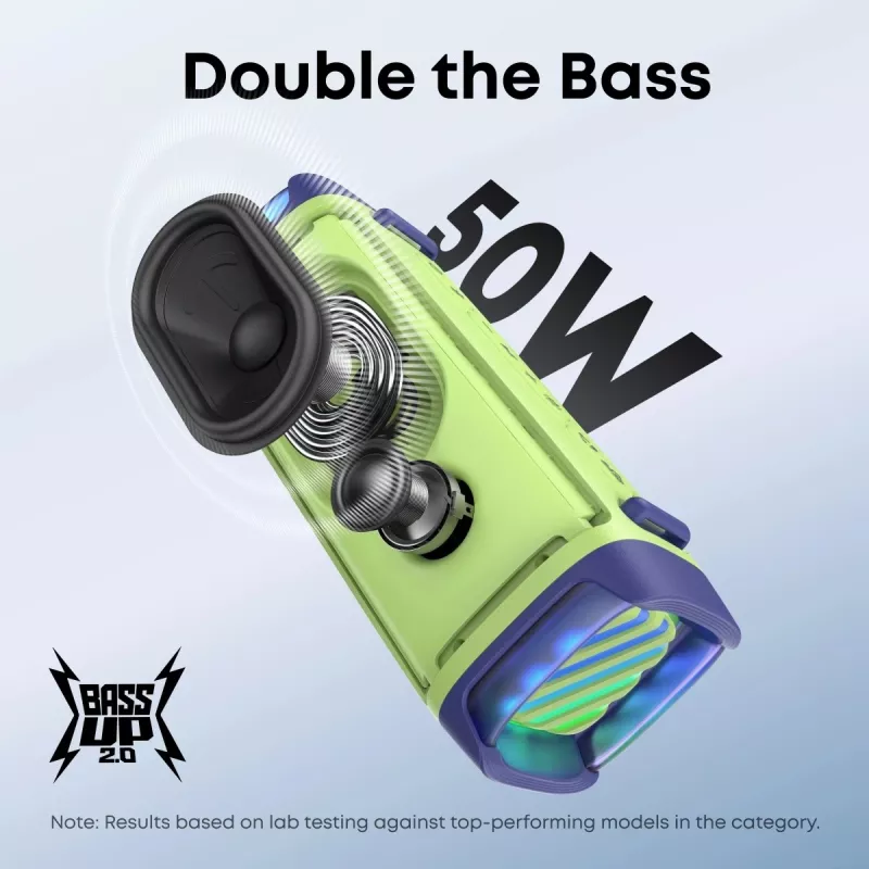 Nešiojamas garsiakalbis Anker Soundcore Boom 3i — 50W, Bluetooth, atsparus vandeniui, žalias