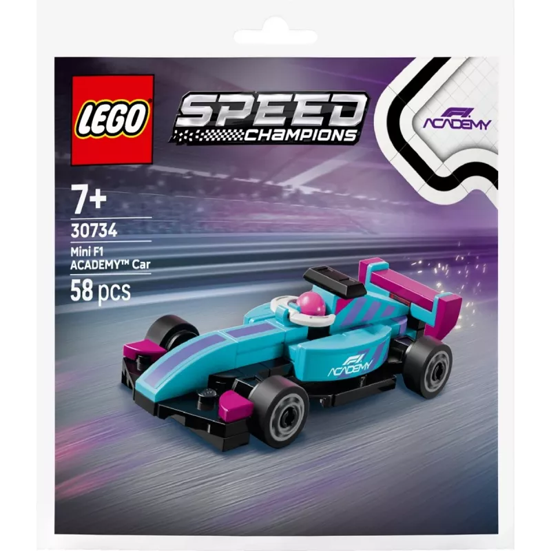LEGO Speed Champions F1 ACADEMY Mini-Auto, konstrukcinis žaislas, polietileninis maišelis (58 dalių)