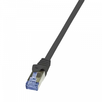 LogiLink PrimeLine - Pataisos laidas - RJ-45 (kištukas) į RJ-45 (kištukas) - 50 cm - SFTP, PiMF - Cat.7 žaliava - halogenų neturintis, liejinis, su apsauga nuo užsikabinimo - juoda