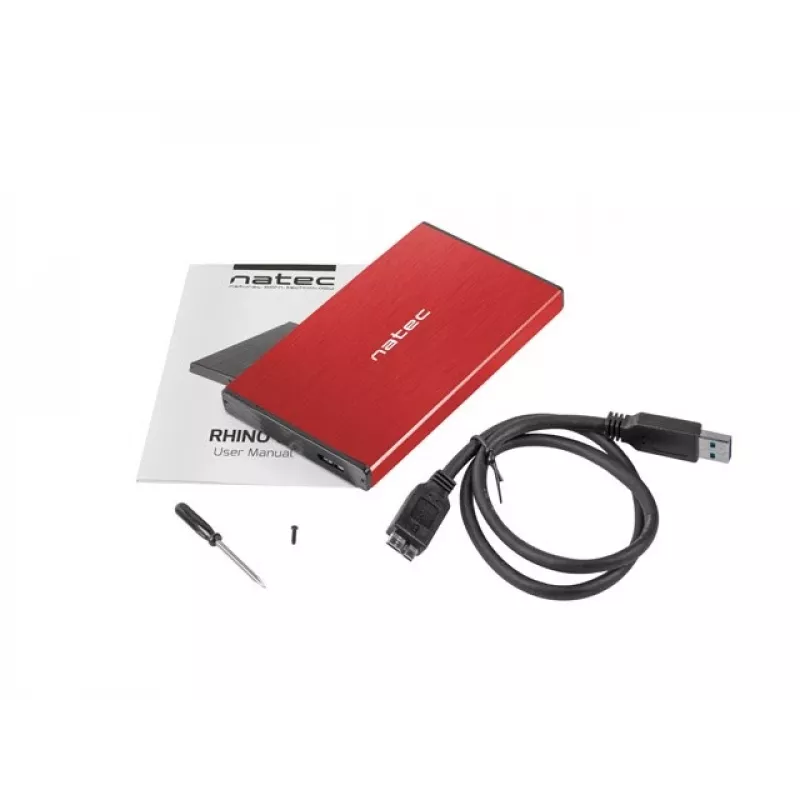 NATEC HDD korpusas RHINO GO (USB 3.0, 2.5 inch, raudonas)