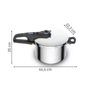 Slėginė viryklė Tefal SECURE TRENDY 6 L su nerūdijančio plieno garinimo krepšeliu, indukcijai tinkama