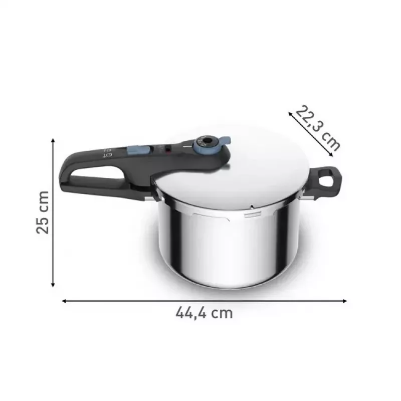 Slėginė viryklė Tefal SECURE TRENDY 6 L su nerūdijančio plieno garinimo krepšeliu, indukcijai tinkama