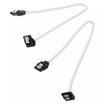 Corsair CC-8900279 Premium SATA kabelis su apvalkalu, kampuotas, 30 cm, baltas, 2 vnt. rinkinys