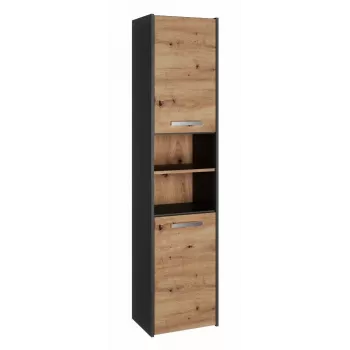 Vonios spintelė ant grindų Topeshop S40 ANTRACYT/ARTISAN, laisvai pastatoma, 400×300×1700 mm, 6 lentynų, 2 durys