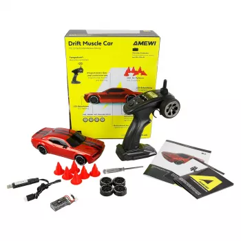 Amewi Drift Muscle Car 4WD 1:20 RTR Raudonas (21114)
