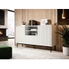 PAFOS komoda ant a juodas plieninis rėmas 150x40x90 cm baltas matinis