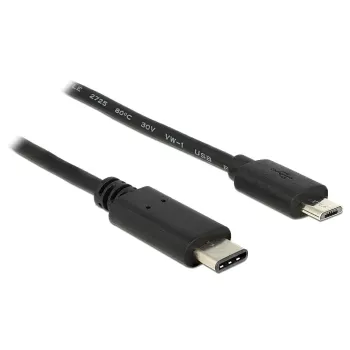 DeLOCK USB laidas - Micro-USB B (5 kontaktų) - USB Type C (24 kontaktų) - 1,0 m (USB 3.1) - Juodas (83602)