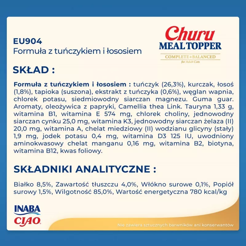 INABA Churu Meal Topper skanėstai katėms, tunas su lašiša, 4 x 14 g