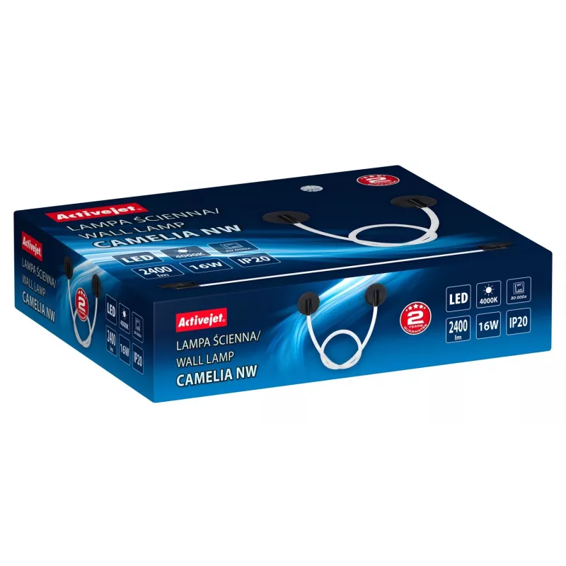 LED sieninis šviestuvas ActiveJet AJE-CAMELIA NW — 2400 lm, 4000 K, 16 W, juodas, 1580×120×65 mm, IP20