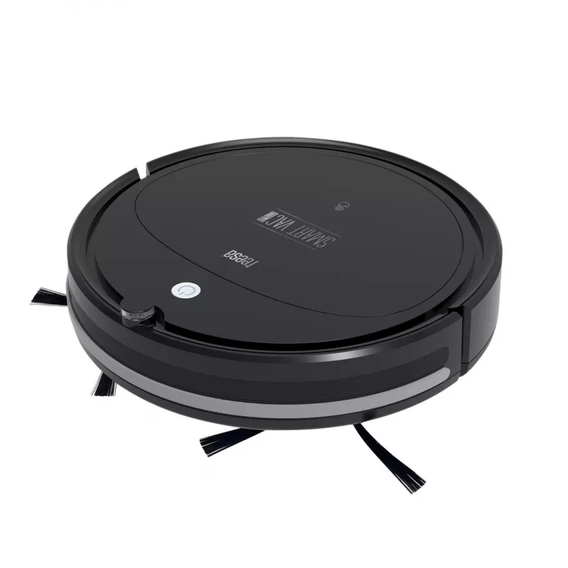 Robotas dulkių siurblys TEESA Smart VAC 2 – apvalus, juodas, 1000 Pa, 9,6 V/2000 mAh Li, 0,2 l, Wi-Fi, automatinis grįžimas