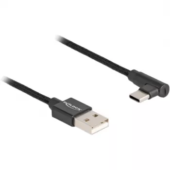 DeLOCK USB 2.0 kabelis USB-A (vyriškas) → USB-C (vyriškas, kampuotas) 2 m juodas