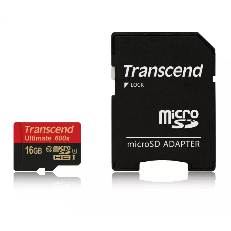 Transcend microSDHC MLC 16GB Class 10 UHS-I 600x + SD adapteris