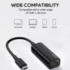 Aukey CB-A30 USB-C į Gigabit RJ45 eterneto adapteris 10/100/1000 Mbps, USB 3.0, aliuminis, LED indikatoriai