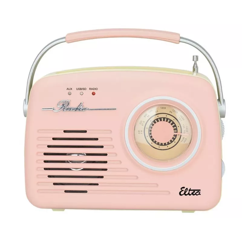 Retro stalinis radijas Eltra LUIZA RETRO SP-11 su MP3, USB ir SD kortele, rožinis