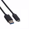 ROLINE USB laidas USB Type C (kištukas) – 9 kontaktų USB Type A (kištukas) 1 m USB 3.1 liejinis juodas (11.02.9011)