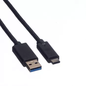 ROLINE USB laidas USB Type C (kištukas) – 9 kontaktų USB Type A (kištukas) 1 m USB 3.1 liejinis juodas (11.02.9011)