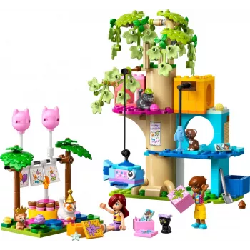 LEGO Friends 42666 Katės gimtadienio vakarėlio medžio namelis, 321 dalių, 6+ m., 180×160×100 mm