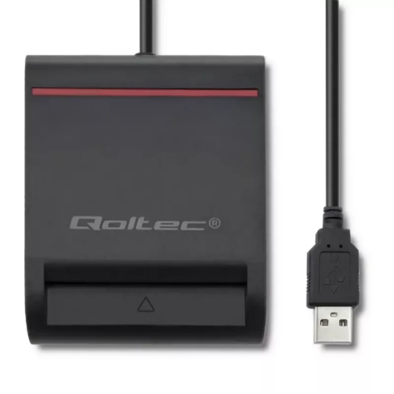 Kortelių skaitytuvas QOLTEC Smart chip ID card scanner USB, juodas, 84,5×65×16 mm, 63 g