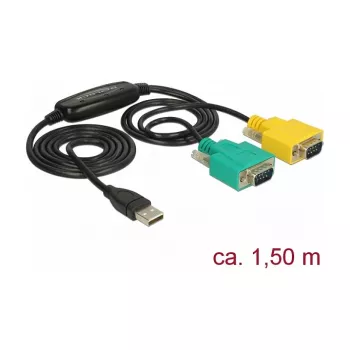 USB-A į DB-9 (RS-232) kabelis DeLOCK 63466, 1,5 m, juoda/žalia/geltona