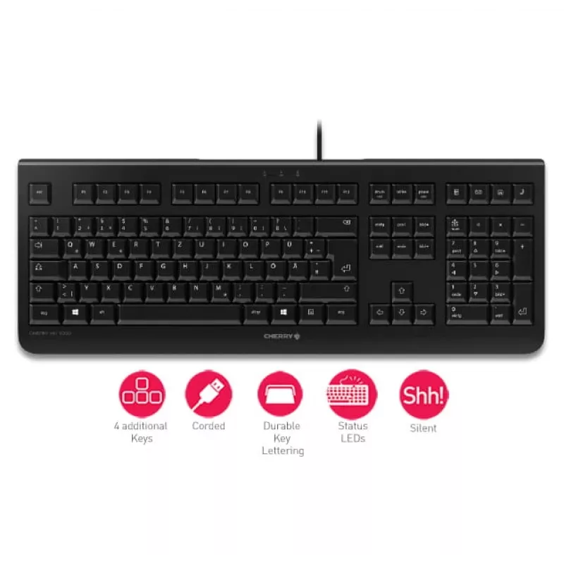 CHERRY KC 1000 klaviatūra Home USB Swiss Black