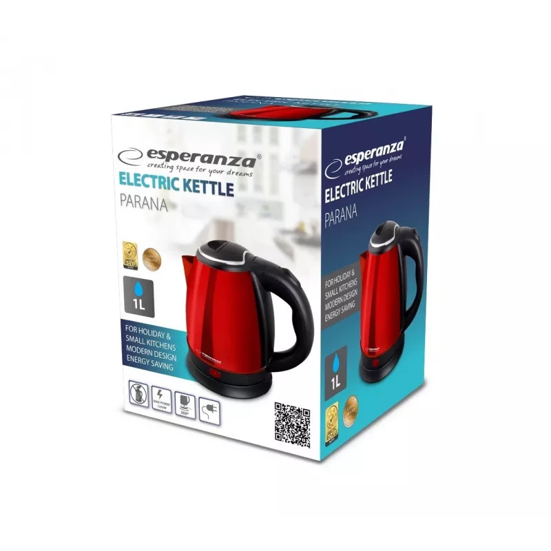 Esperanza EKK128R elektrinis virdulys Parana 1 L Juoda,Raudona 1350 W