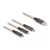 DeLOCK USB kabelis 1,2 m USB 2.0 USB A USB C/Micro-USB B/Lightning permatomas