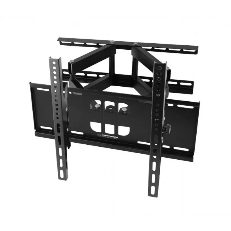 Sieninis TV laikiklis Esperanza TITAN 26–70 colių (66–177.8 cm), pakreipimas ±15°, pasukimas 120°, VESA iki 400×400, maks. apkrova 55 kg, juodas