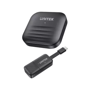 AV siųstuvas-imtuvas Unitek V1184A01 — HDMI/USB-C belaidis rinkinys, 1920×1080, iki 50 m