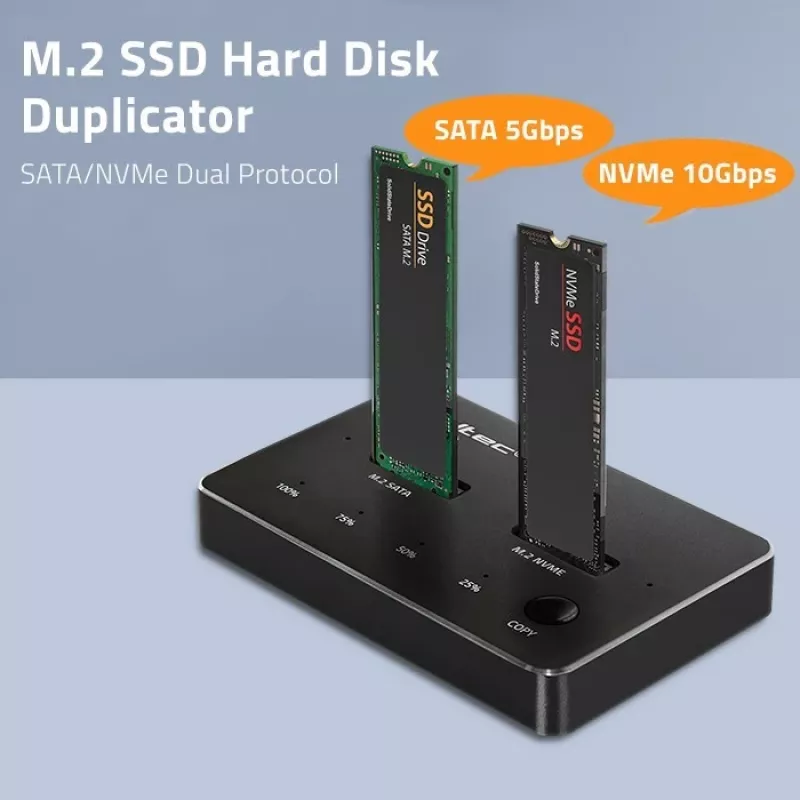 Qoltec 52274 M.2 SSD diskų dokavimo stotelė | NVMe | SATA | USB-C | DVIEJŲ 2 x 2TB