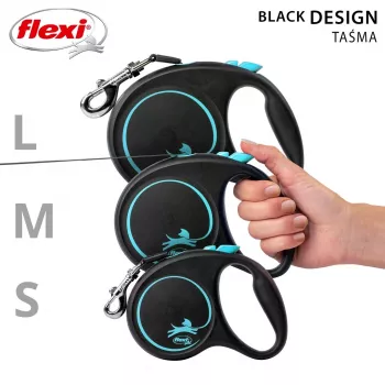 Flexi automatinis pavadėlis Black Design S 5 m, mėlynas