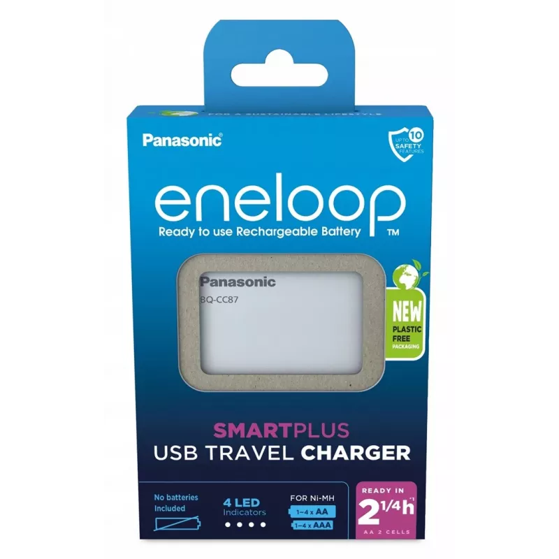 USB akumuliatorių įkroviklis PANASONIC Eneloop Smartplus BQ-CC87 (BQ-CC87USB)