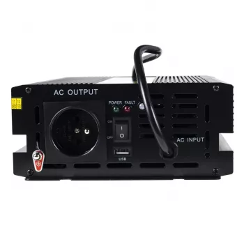 Inverteris Green Cell INV07, 12 V DC į 230 V AC, 300 W, gryna sinusinė banga, C tipo kištukas, juodas