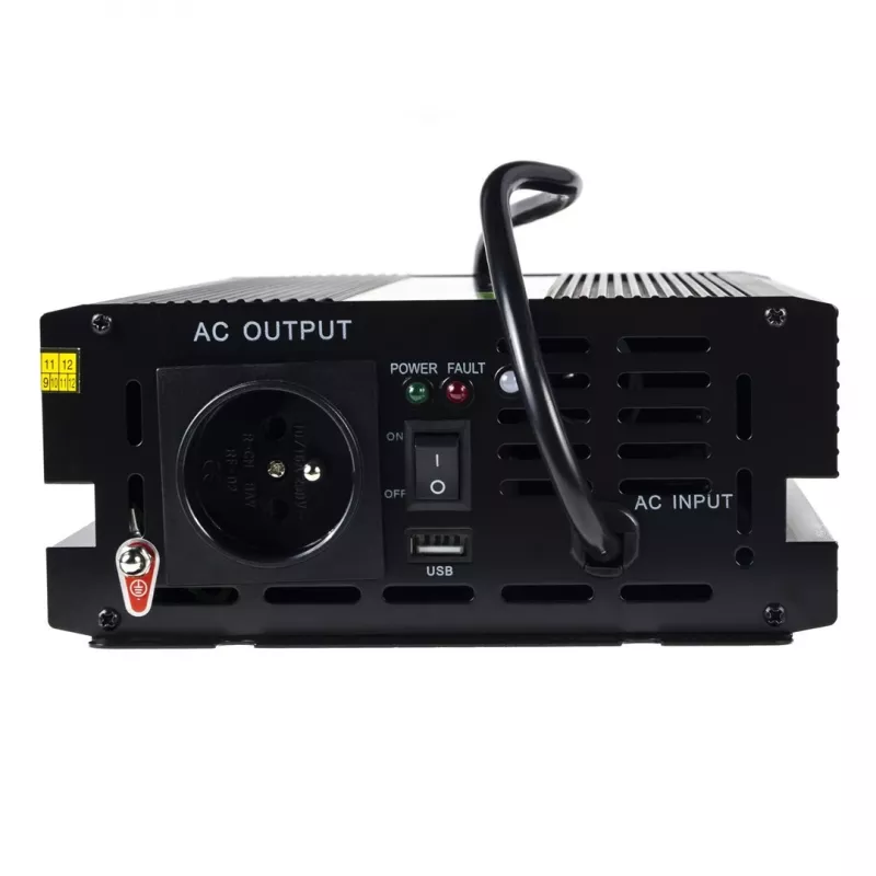 Inverteris Green Cell INV07, 12 V DC į 230 V AC, 300 W, gryna sinusinė banga, C tipo kištukas, juodas