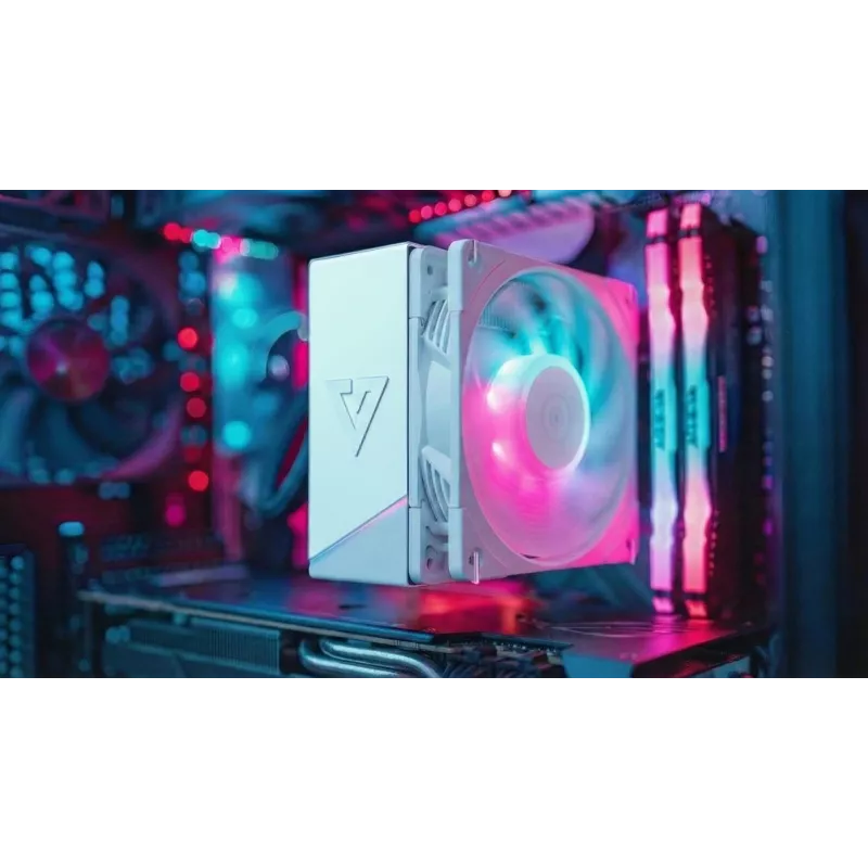 CPU aušintuvas MODECOM Volcano 0C T721 ARGB 120 baltas, vienbokštis, 120 mm ventiliatorius